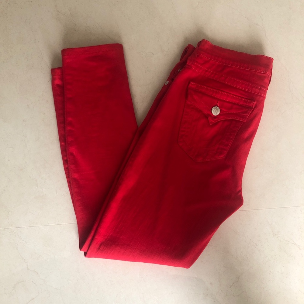 True Religion Women's Serena Super Skinny Red Jeans Size 30 NEW! - Picture 5 of 9